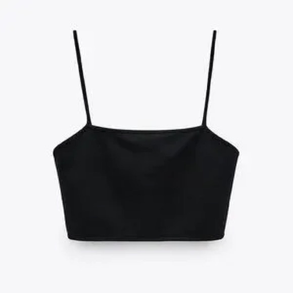 Zara Tops - NWT Zara Black Ribbed Crop Tank Top Camisole